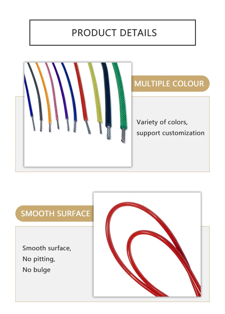 6X19 +Iws Multicolor PVC Coated Nylon Galvanized Steel Wire Rope