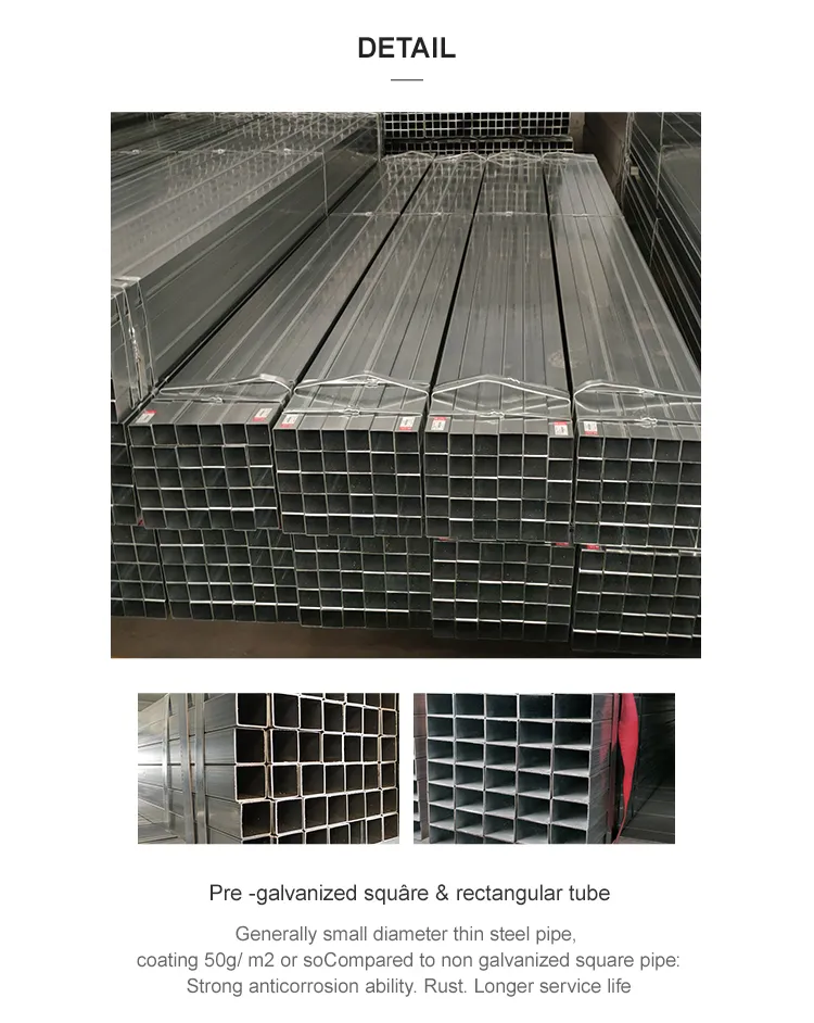 Pre-Galvanized Steel Tube / Rectangular & Square Gi Steel Tubes
